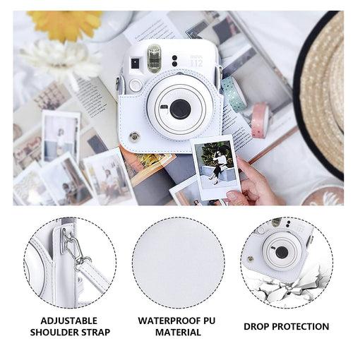 Zikkon Instax Mini 12 Protective Camera Case PU Leather Carrying Bag with 64 Pockets Photo Album