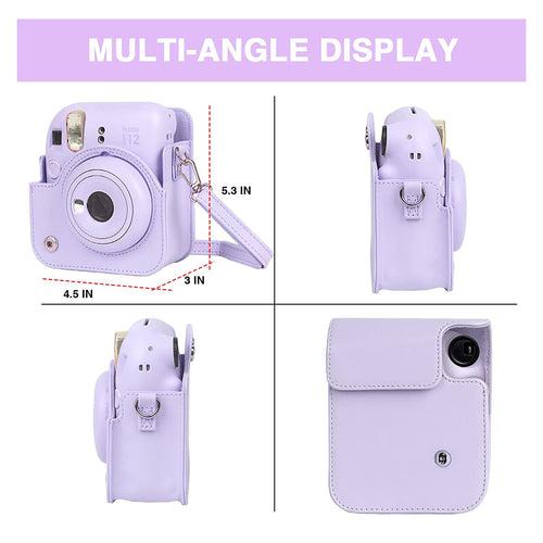 Zikkon Instax Mini 12 Protective Camera Case PU Leather Carrying Bag with 64 Pockets Photo Album
