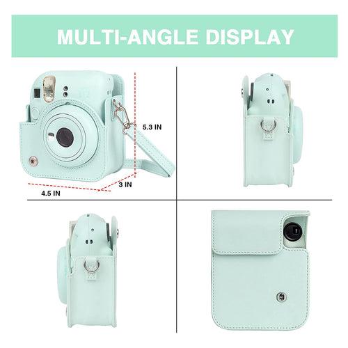 Zikkon Instax Mini 12 Protective Camera Case PU Leather Carrying Bag with 64 Pockets Photo Album