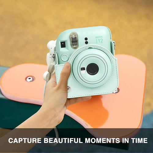 Zikkon Instax Mini 12 Protective Camera Case PU Leather Carrying Bag with 64 Pockets Photo Album