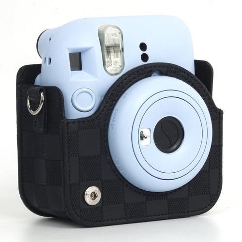 Zikkon Instax Mini 12 Protective Camera Case PU Leather Checkerboard Style Carrying Bag