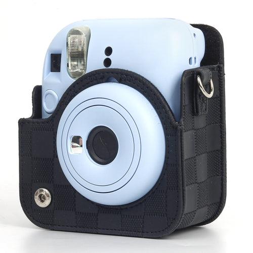 Zikkon Instax Mini 12 Protective Camera Case PU Leather Checkerboard Style Carrying Bag