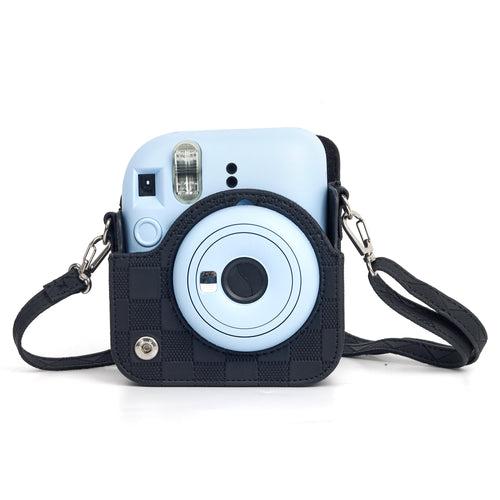 Zikkon Instax Mini 12 Protective Camera Case PU Leather Checkerboard Style Carrying Bag