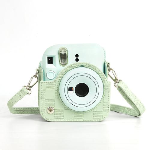 Zikkon Instax Mini 12 Protective Camera Case PU Leather Checkerboard Style Carrying Bag