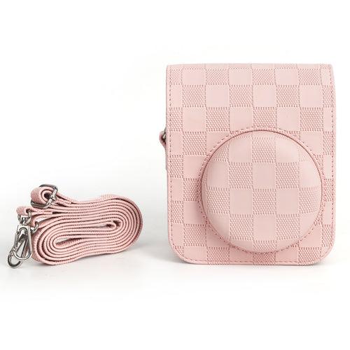 Zikkon Instax Mini 12 Protective Camera Case PU Leather Checkerboard Style Carrying Bag