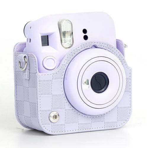 Zikkon Instax Mini 12 Protective Camera Case PU Leather Checkerboard Style Carrying Bag