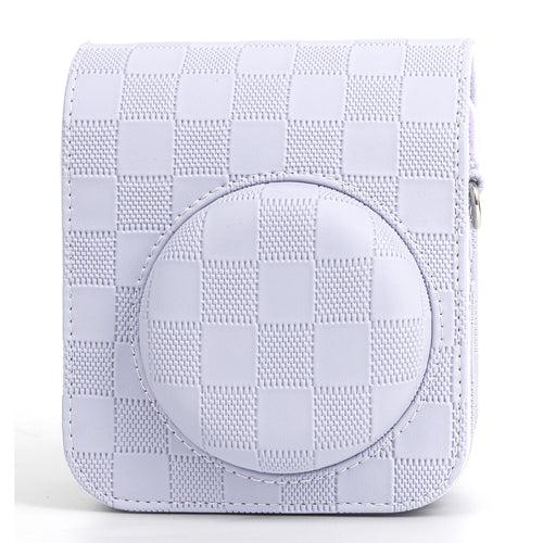 Zikkon Instax Mini 12 Protective Camera Case PU Leather Checkerboard Style Carrying Bag