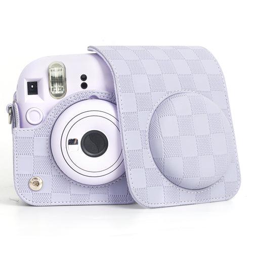 Zikkon Instax Mini 12 Protective Camera Case PU Leather Checkerboard Style Carrying Bag