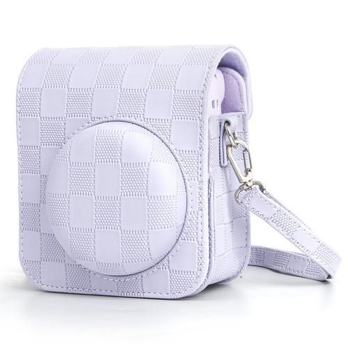 Zikkon Instax Mini 12 Protective Camera Case PU Leather Checkerboard Style Carrying Bag