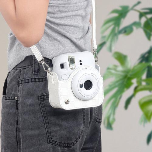 Zikkon Instax Mini 12 Protective Camera Case PU Leather Checkerboard Style Carrying Bag