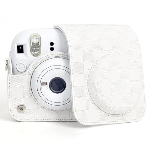 Zikkon Instax Mini 12 Protective Camera Case PU Leather Checkerboard Style Carrying Bag