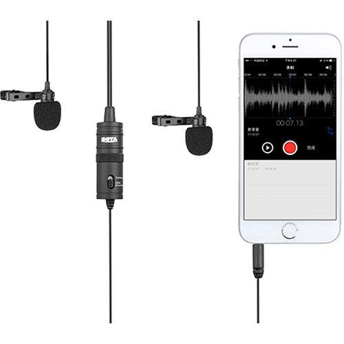 BOYA BY-M1DM Dual Lavalier Universal Microphone with a Single 1/8 Stereo Connector for Smartphones DSLR Camears Camcorders