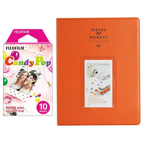 Fujifilm Instax Mini 10X1 candy pop Instant Film With 128-sheet Album for mini film (orange)