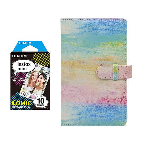 Fujifilm Instax Mini 10X1 comic Instant Film with 96-sheet Album for mini film (Watercolor)