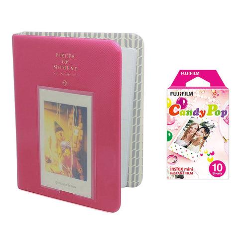 Fujifilm Instax Mini 10X1candy pop Instant Film with Instax Time Photo Album 64 Sheets (rose red)