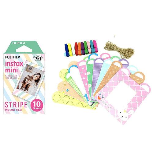 Fujifilm Instax Mini Stripe Film With Rabbit Design Hanging Paper Photo Frame - 10 Exposures