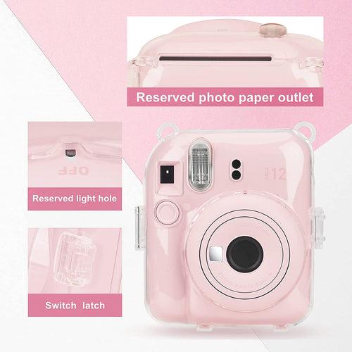 Zikkon Instax Mini 12 Hard Carrying Protective Case with Shoulder Straps and Stickers Decoration Set