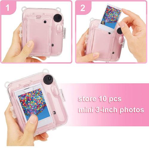 Zikkon Instax Mini 12 Hard Carrying Protective Case with Shoulder Straps and Stickers Decoration Set