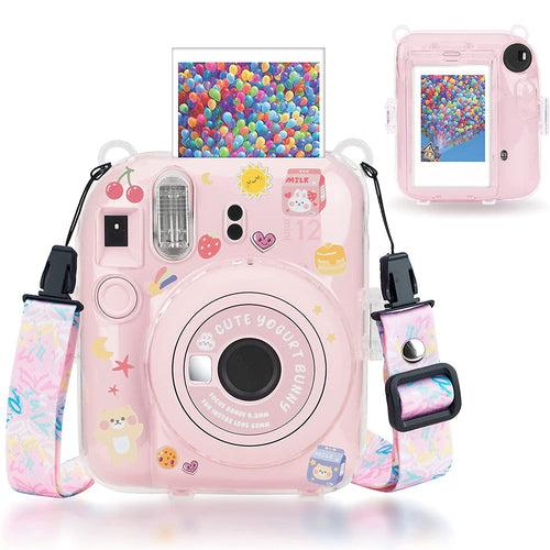 Zikkon Instax Mini 12 Hard Carrying Protective Case with Shoulder Straps and Stickers Decoration Set