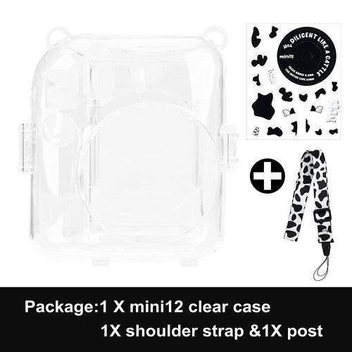 Zikkon Instax Mini 12 Hard Carrying Protective Case with Shoulder Straps and Stickers Decoration Set