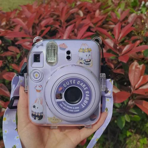 Zikkon Instax Mini 12 Hard Carrying Protective Case with Shoulder Straps and Stickers Decoration Set