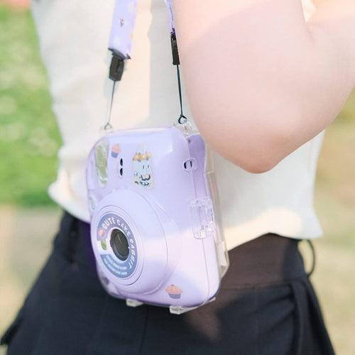 Zikkon Instax Mini 12 Hard Carrying Protective Case with Shoulder Straps and Stickers Decoration Set