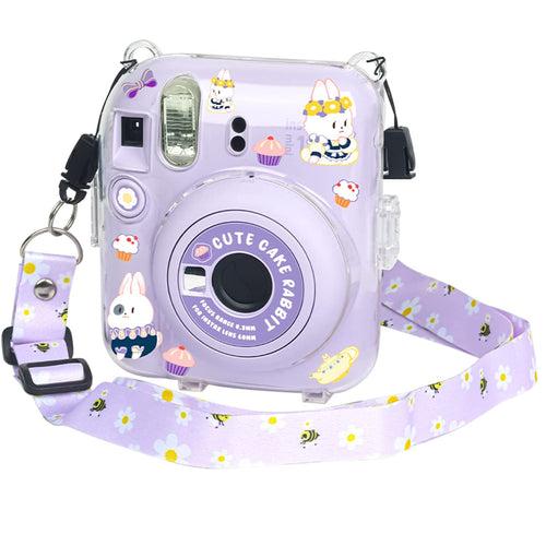 Zikkon Instax Mini 12 Hard Carrying Protective Case with Shoulder Straps and Stickers Decoration Set