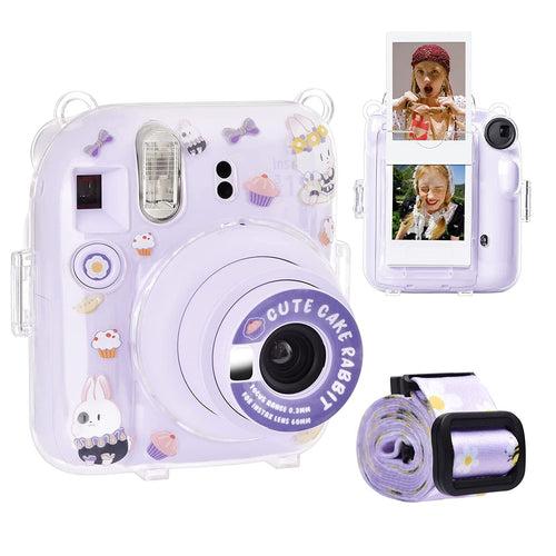 Zikkon Instax Mini 12 Hard Carrying Protective Case with Shoulder Straps and Stickers Decoration Set