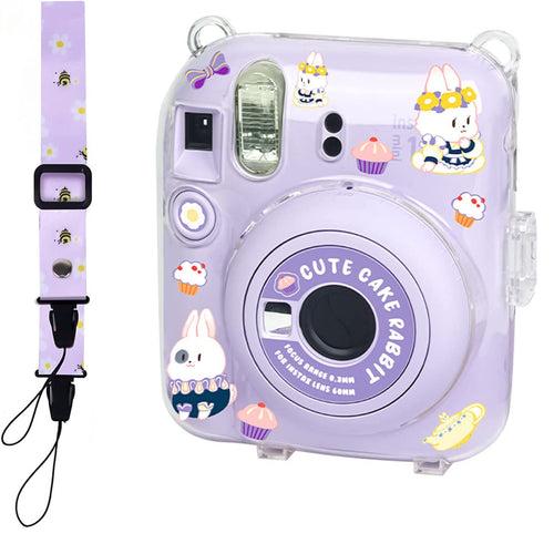 Zikkon Instax Mini 12 Hard Carrying Protective Case with Shoulder Straps and Stickers Decoration Set