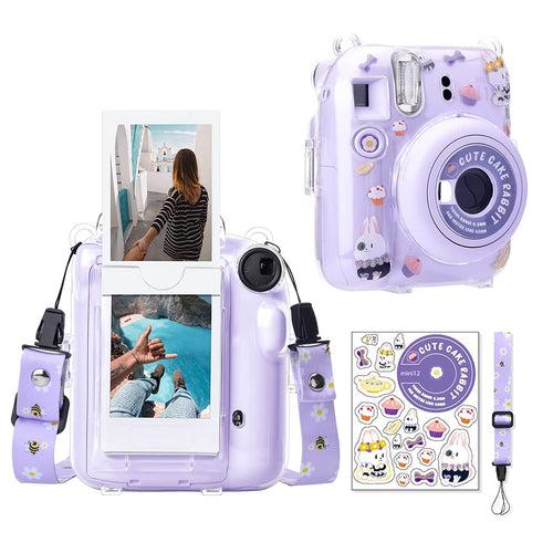 Zikkon Instax Mini 12 Hard Carrying Protective Case with Shoulder Straps and Stickers Decoration Set