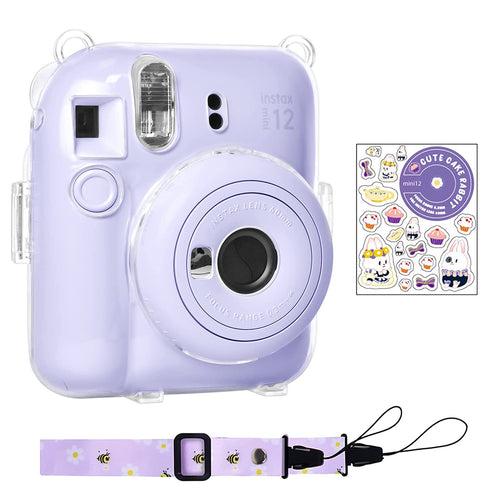 Zikkon Instax Mini 12 Hard Carrying Protective Case with Shoulder Straps and Stickers Decoration Set