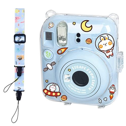 Zikkon Instax Mini 12 Hard Carrying Protective Case with Shoulder Straps and Stickers Decoration Set