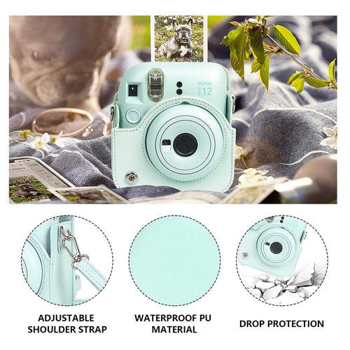 Zikkon Instax Mini 12 Protective Camera Case PU Leather Carrying Bag