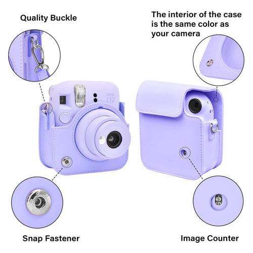 Zikkon Instax Mini 12 Protective Camera Case PU Leather Carrying Bag