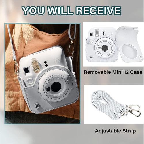 Zikkon Instax Mini 12 Protective Camera Case PU Leather Carrying Bag