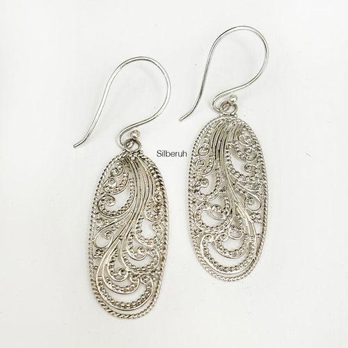 Oval Filigree Silver Earring