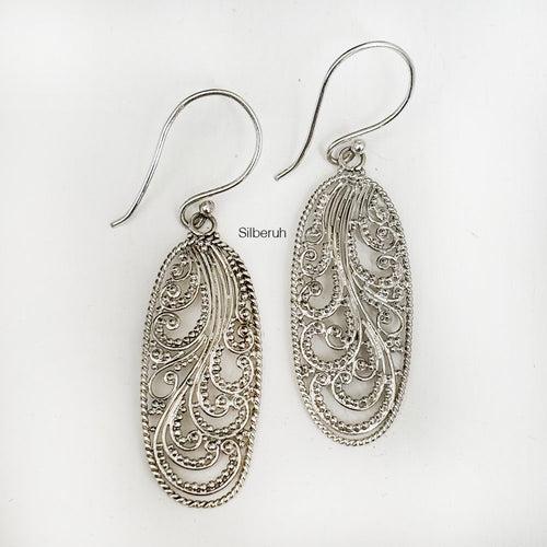 Oval Filigree Silver Earring