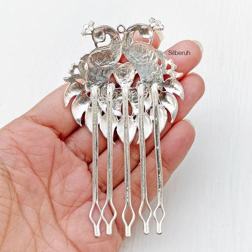 Peacock Silver Hair Pin