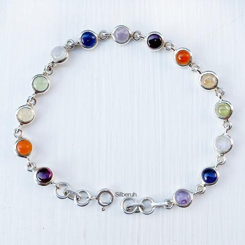 Seven Chakra Silver Bracelet