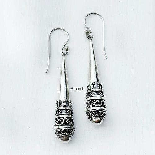 Silver Tribal Drop Earring