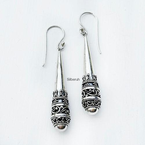 Silver Tribal Drop Earring