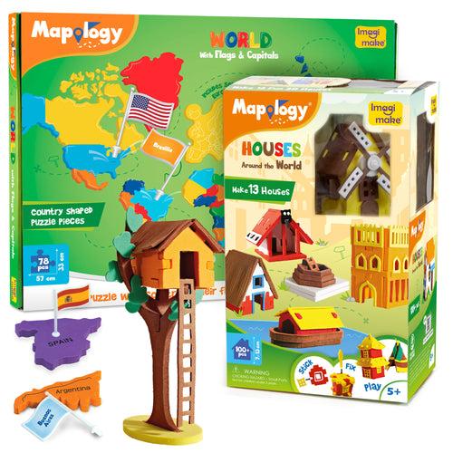Mapology - World Map Puzzle with Houses Around the World
