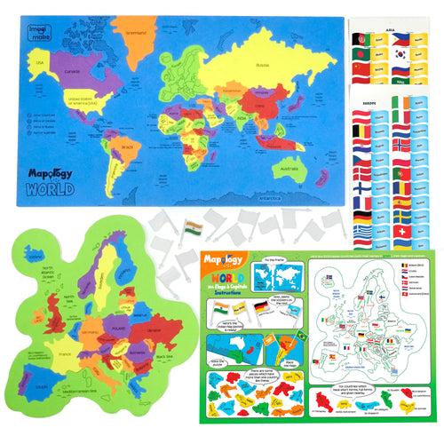 Mapology: Pack of 12 World with Flags & Capitals