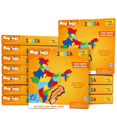 Mapology: Pack of 12 States of India Map Puzzle