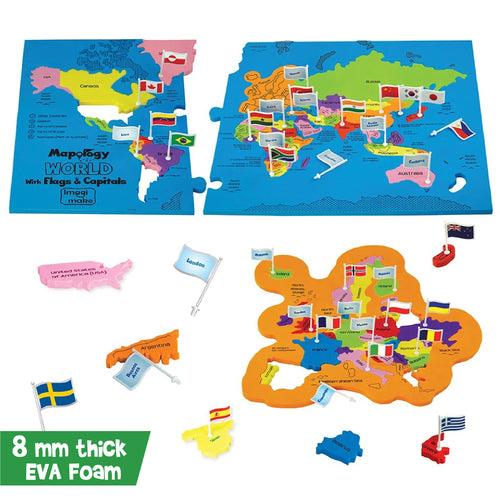 Mapology: Pack of 12 World with Flags & Capitals