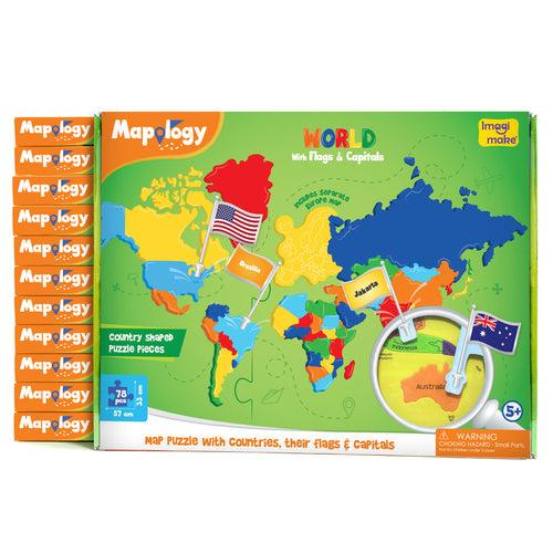 Mapology: Pack of 12 World with Flags & Capitals