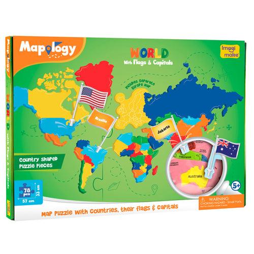 Mapology: Pack of 12 World with Flags & Capitals
