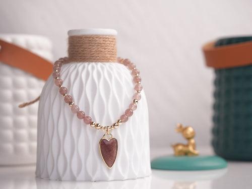 Strawberry Quartz Love Pendant Necklace: Embrace Love and Compassion