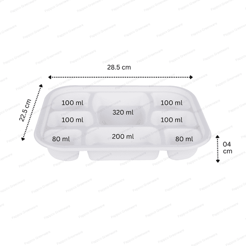 8 Compartment Bagasse Meal Tray With Lid