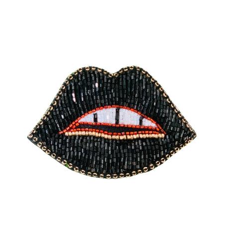 Sassy Black Lips Brooch